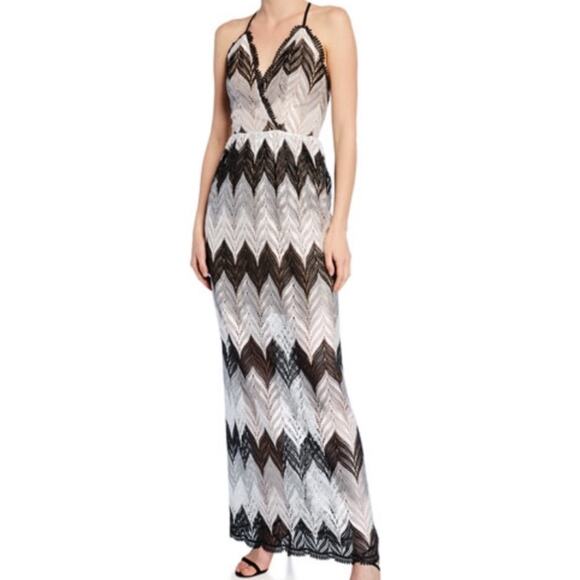Dress the population Lucia lace chevron maxi dress - Picture 1 of 7